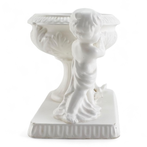 Vintage 1962 INARCO Cupid Doves Romantic Ivory Ceramic Vase/Planter E-867​ - Picture 2 of 6